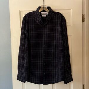 Mizzen+Main Leeward Dress Shirt Blue Plaid Check Men’s Size Medium Trim Fit